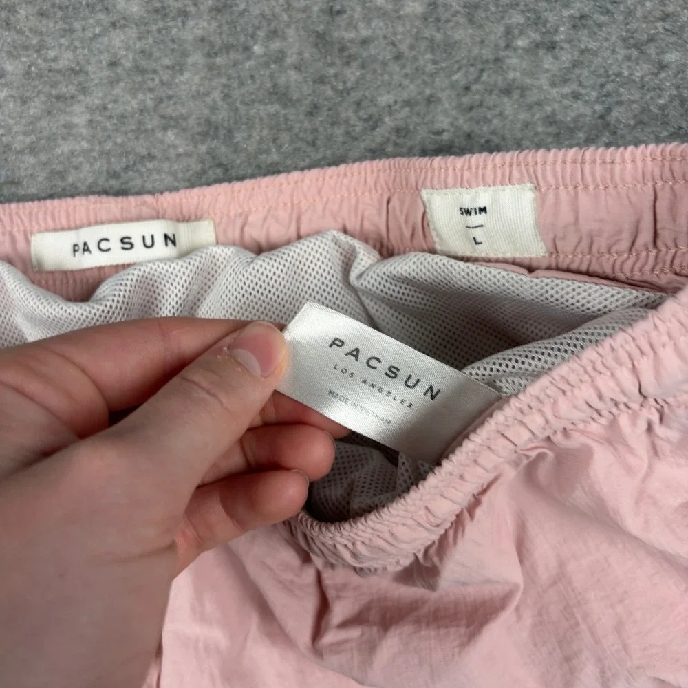 PacSun Swim Trunks Mens Large Pink Los Angeles‎ Graphic Mesh Lined Board Shorts